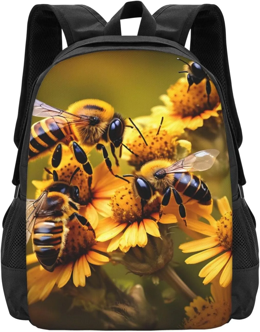 Rural Honey Bees flowers Print Travel Backpack Carry On Flight Approved Laptop Backpack,Large Capacity Personal Item Travel Bag