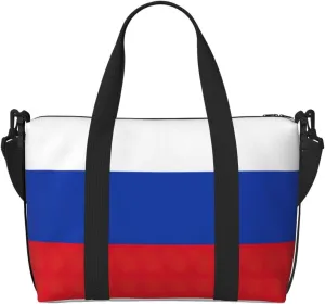Russian Flag Small Duffel Bag Foldable Travel Bag Weekender Bag Overnight Gym Hospital Bags For Women&Men