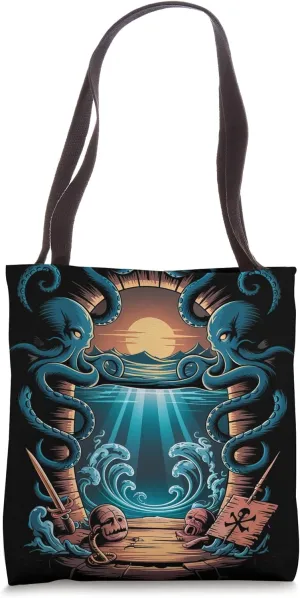 Sacred Octopus Kraken Pirate Shrine Gateway Tote Bag