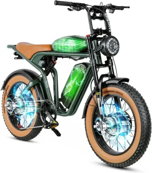 SAMEBIKE Peak 1800/3000W Electric Dirt Bike for Adults, 20" 4.0 Fat Tire Electric Electric Motorcycle for Adults with Speed 30/34 MPH Motor, Max Range 180 Miles, 48V 18/36AH Battery, SHIMAN0 7-Speed