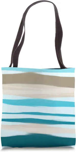 Sandbanks Sea Blue And Sand Beachy Pattern Design Tote Bag