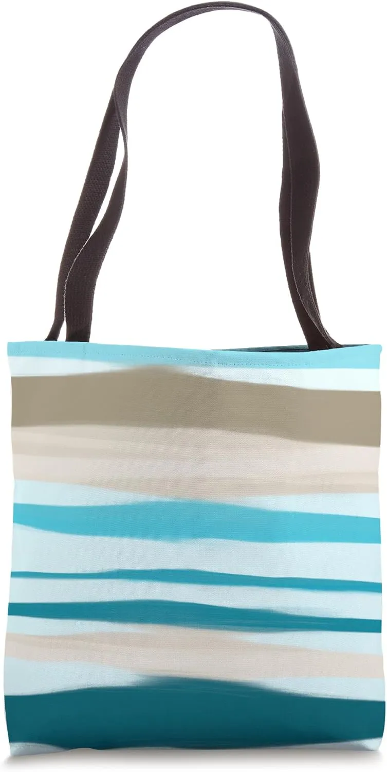 Sandbanks Sea Blue And Sand Beachy Pattern Design Tote Bag