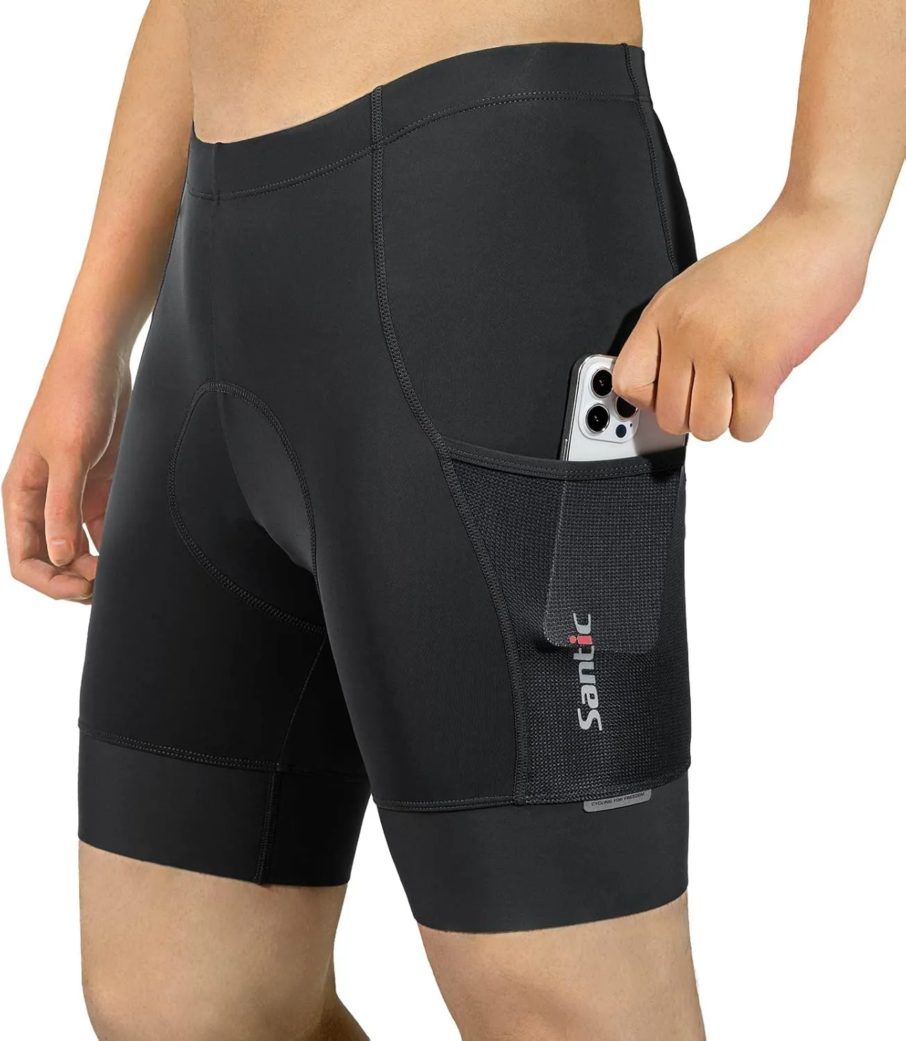 Santic Men's Bike Shorts 4D Padded UPF 50  Cycling Road Biking Mountain Bicycle Cycle Shorts with Pockets