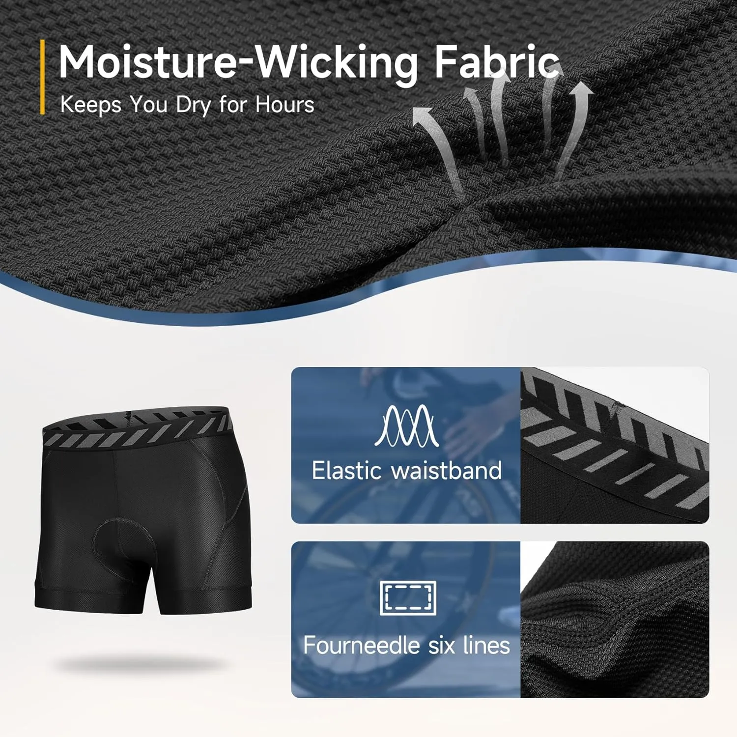 Santic Men's Bike Shorts Cycling Underwear 3D Padded Mountain Liner Shorts Bicycle Pants