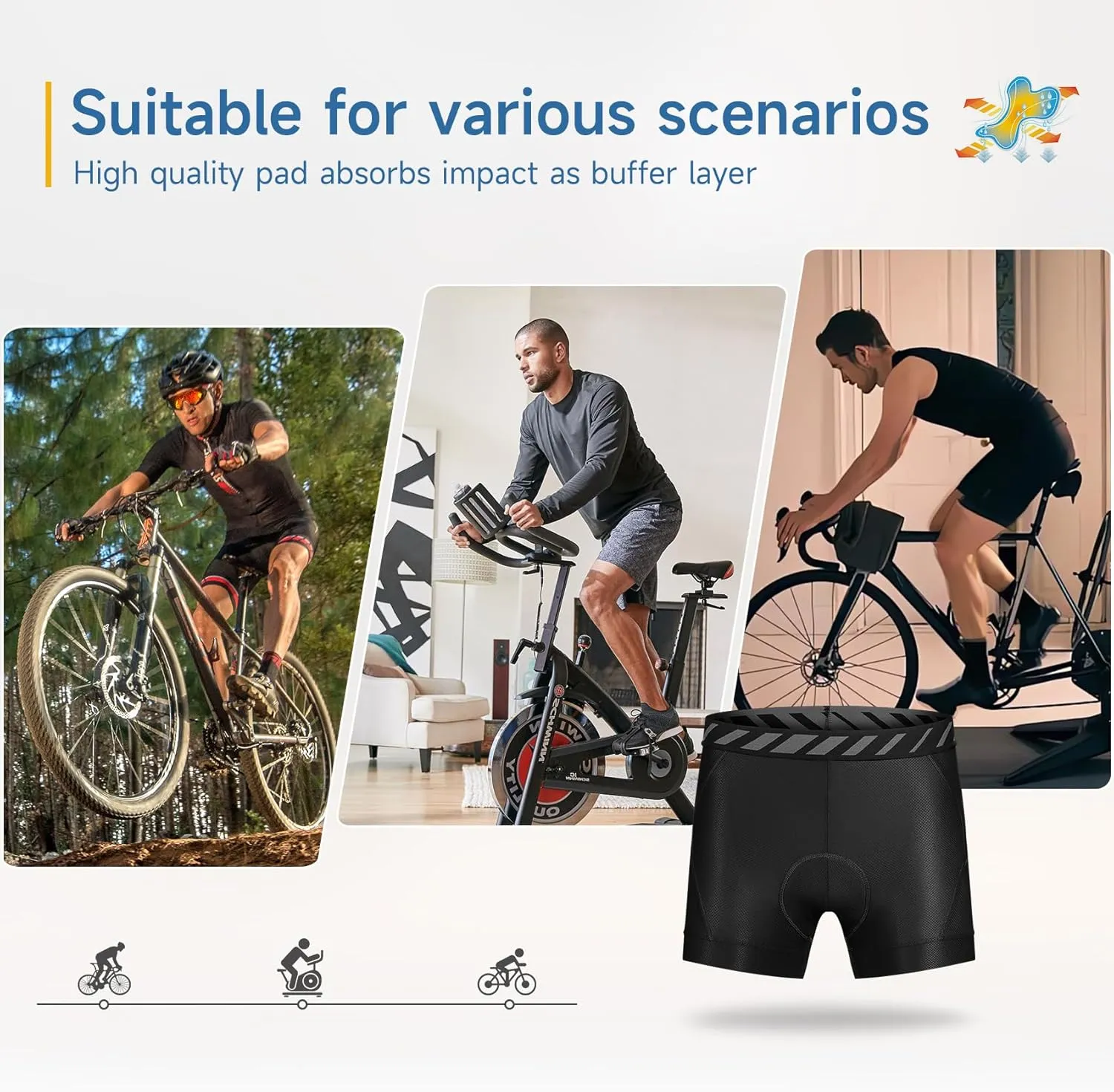 Santic Men's Bike Shorts Cycling Underwear 3D Padded Mountain Liner Shorts Bicycle Pants