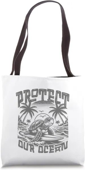 Save Sea Life Turtle Tee Protect Our Ocean Surf Beach Nature Tote Bag