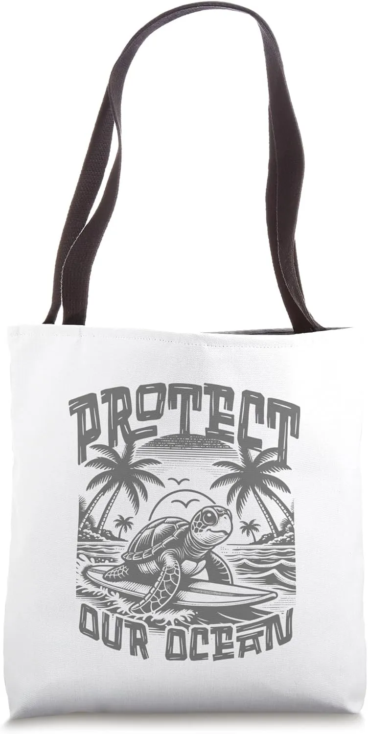 Save Sea Life Turtle Tee Protect Our Ocean Surf Beach Nature Tote Bag