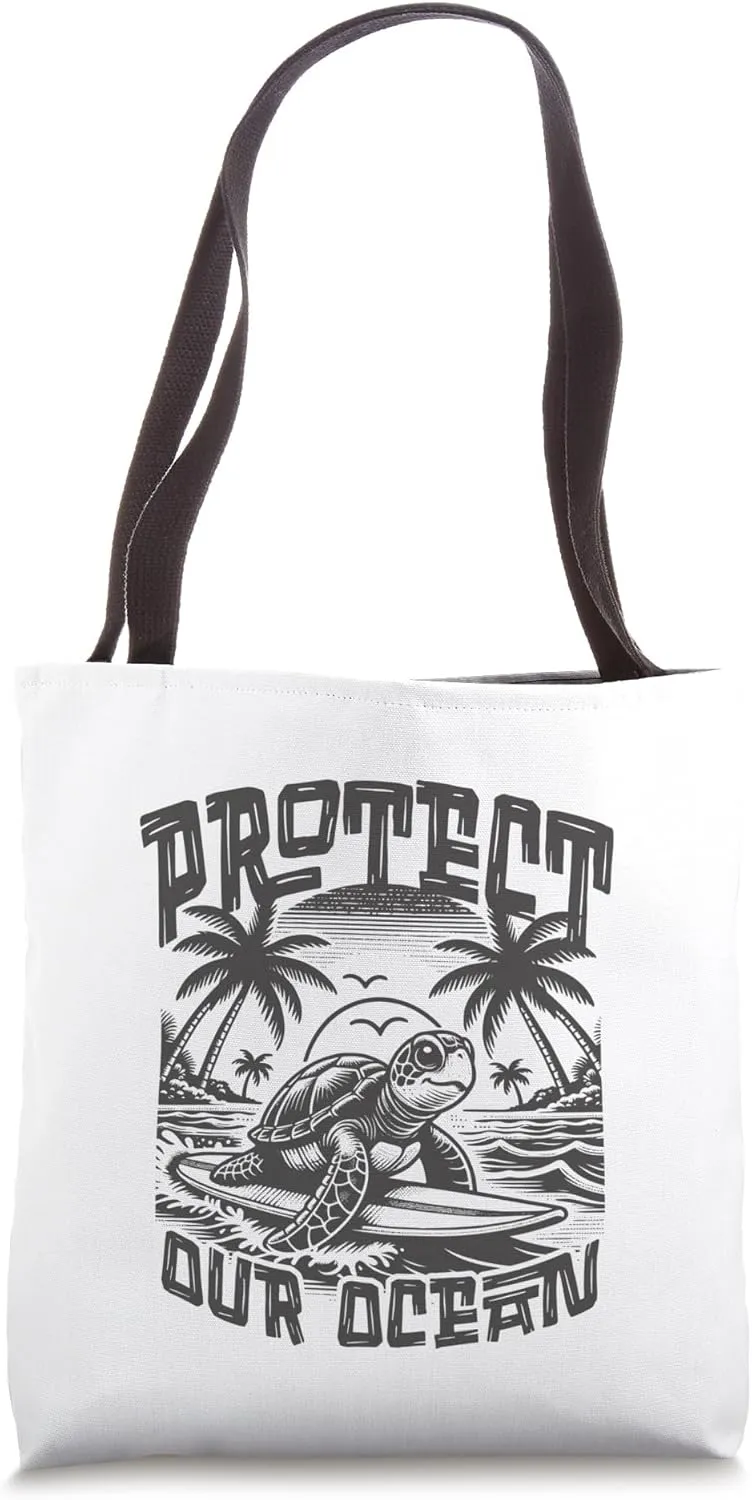 Save Sea Life Turtle Tee Protect Our Ocean Surf Beach Nature Tote Bag