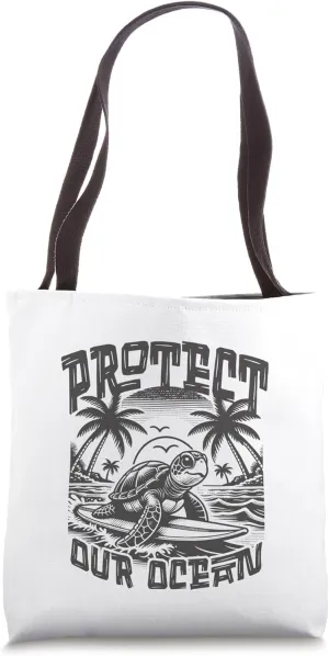 Save Sea Life Turtle Tee Protect Our Ocean Surf Beach Nature Tote Bag