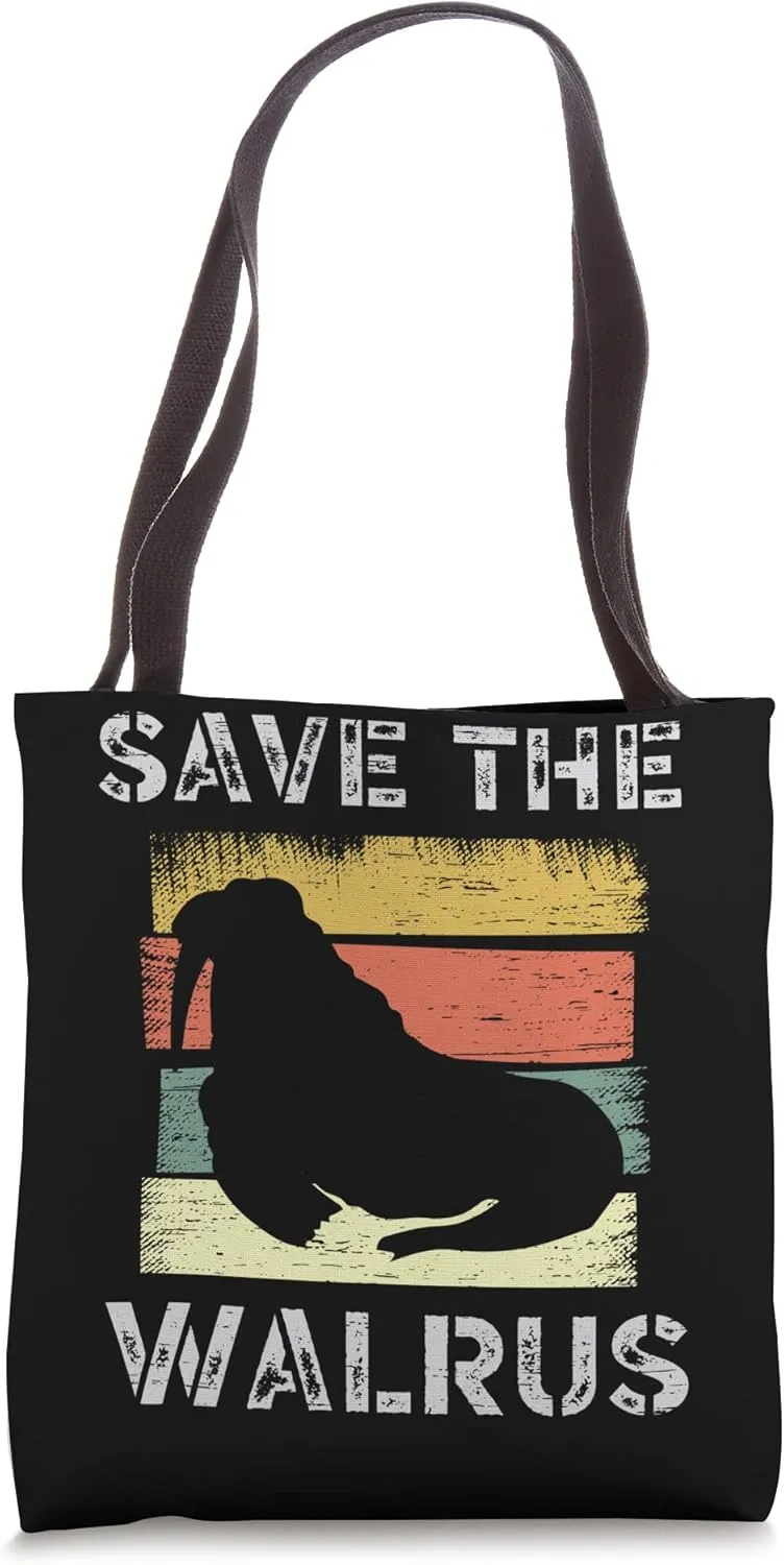 Save The Walrus Tusk Whiskers Marine Mammals Tote Bag