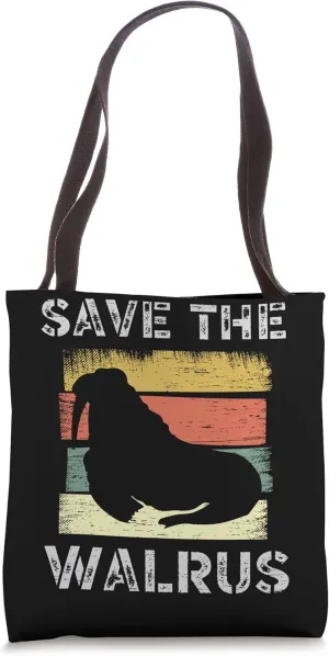 Save The Walrus Tusk Whiskers Marine Mammals Tote Bag