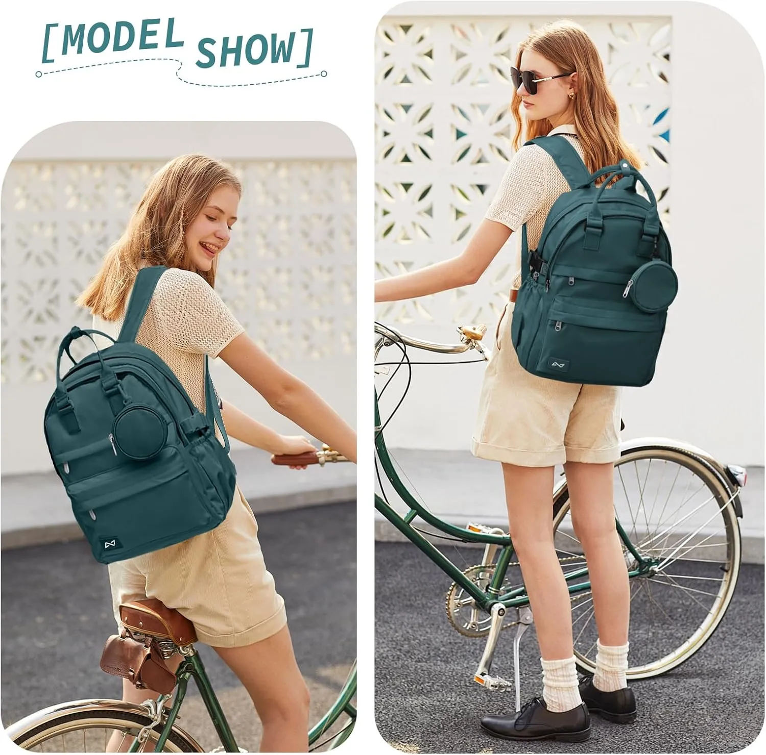 School Backpack for Girl Boys Cute Middle School Student Bookbag Waterproof College Aesthetic Backpack Work Laptop Backpack Rucksack Casual Travel Daypack Peacock Blue