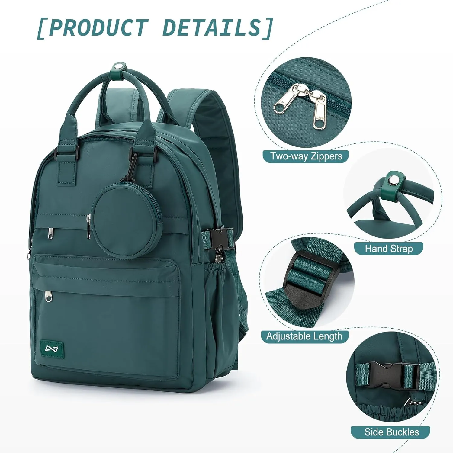 School Backpack for Girl Boys Cute Middle School Student Bookbag Waterproof College Aesthetic Backpack Work Laptop Backpack Rucksack Casual Travel Daypack Peacock Blue