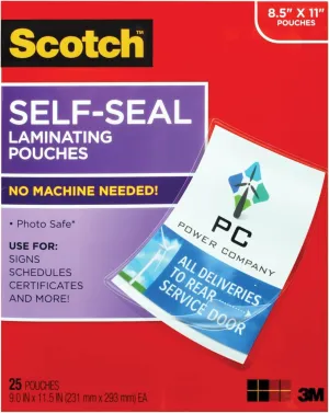 Scotch Self-Seal Laminating Pouches, No Laminator Needed, Letter Size 9.0 in x 11.5 in, 25-Pack