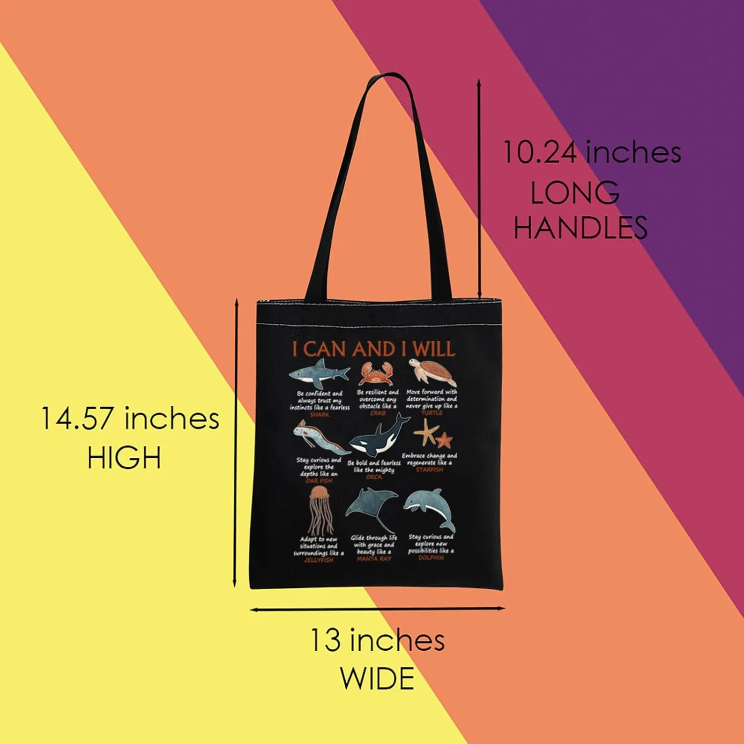 Sea Animals Motivational Tote Bag Marine Biologist Gift Sea Animals Lover Gifts