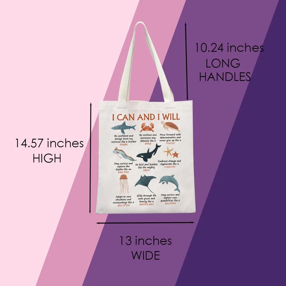 Sea Animals Motivational Tote Bag Marine Biologist Gift Sea Animals Lover Gifts
