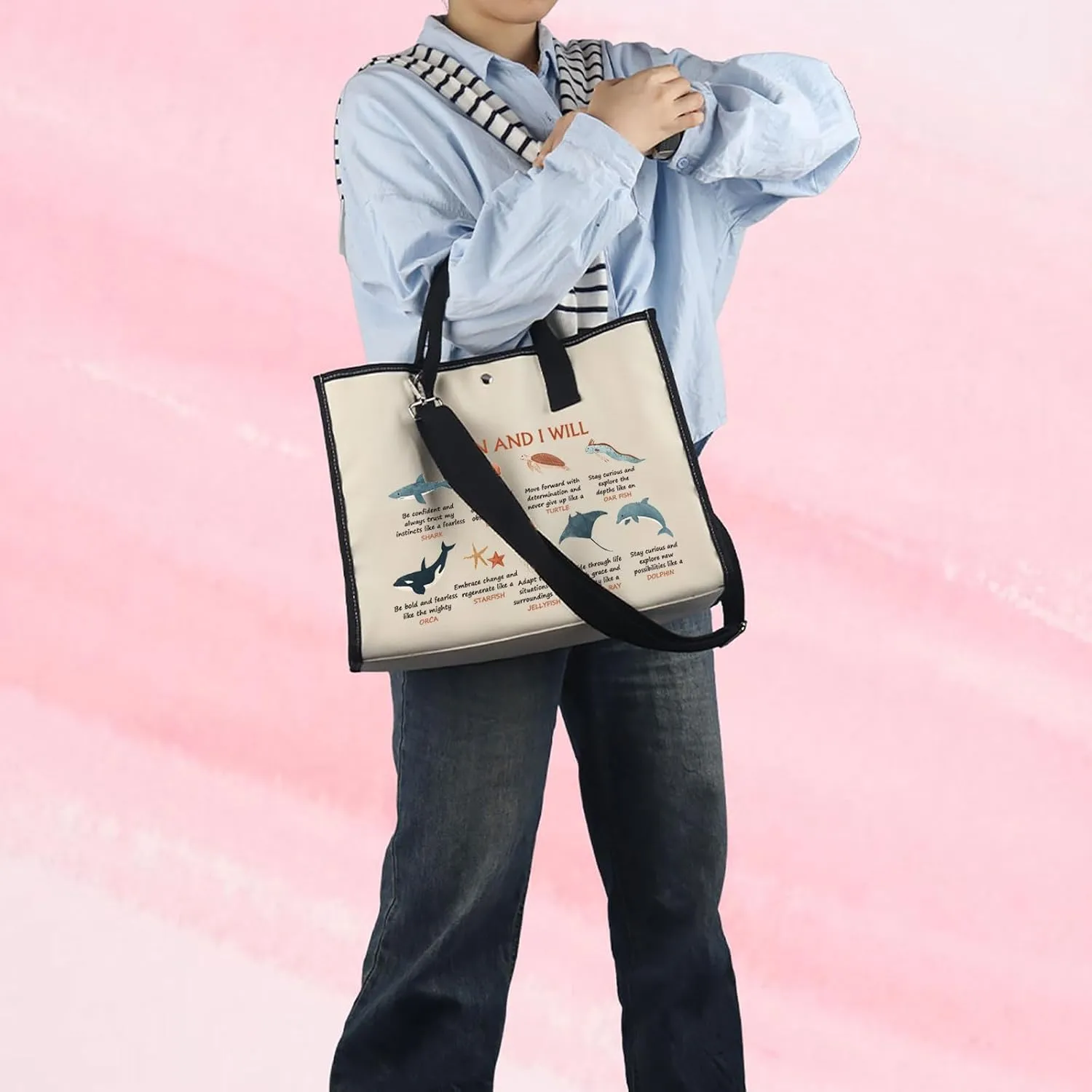Sea Animals Motivational Tote Bag Marine Biologist Gift Sea Animals Lover Gifts