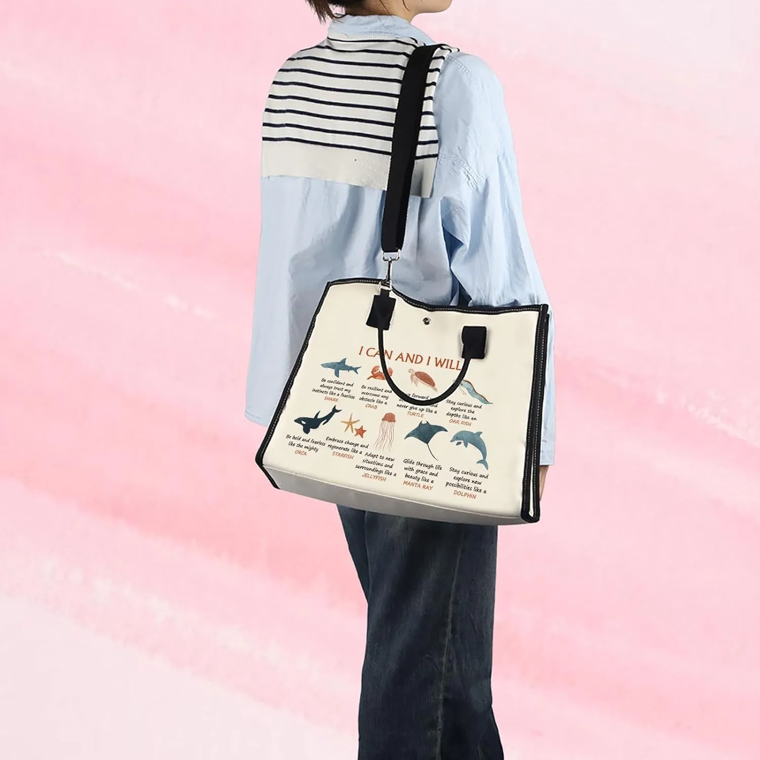 Sea Animals Motivational Tote Bag Marine Biologist Gift Sea Animals Lover Gifts