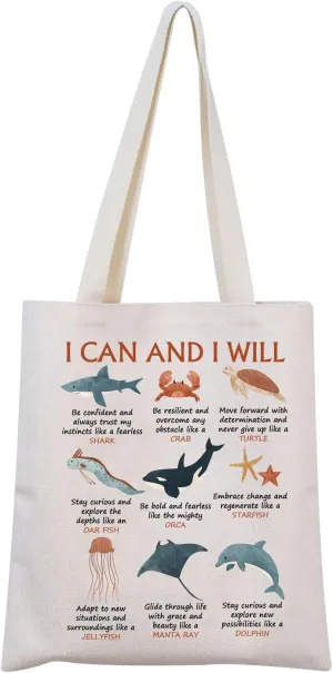 Sea Animals Motivational Tote Bag Marine Biologist Gift Sea Animals Lover Gifts