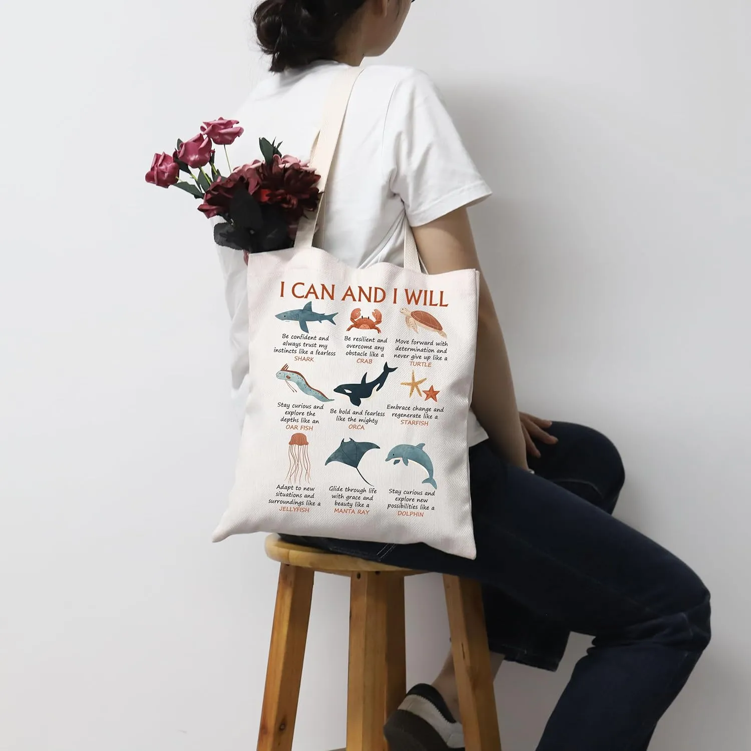 Sea Animals Motivational Tote Bag Marine Biologist Gift Sea Animals Lover Gifts
