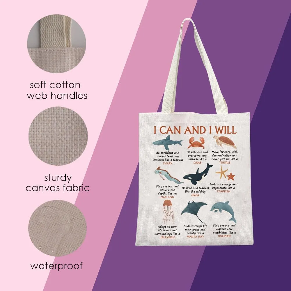 Sea Animals Motivational Tote Bag Marine Biologist Gift Sea Animals Lover Gifts