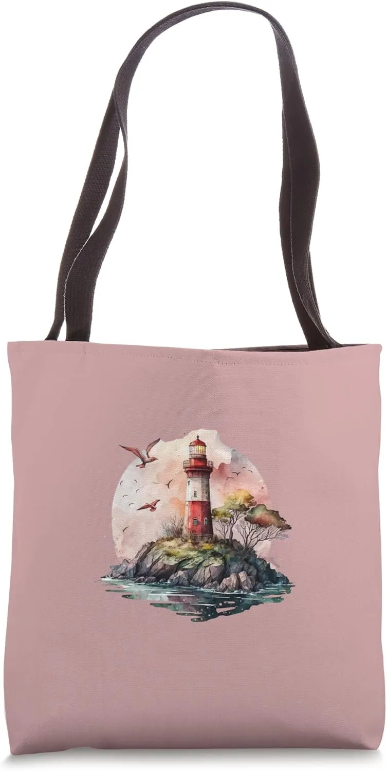 Sea Marine Coastal Lighthouse Illuminate design Tote Bag
