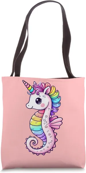 Seahorse Unicorn Colorful Underwater Seahorse Reef Fish Tank Tote Bag
