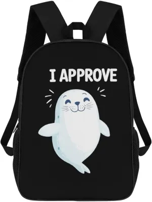 Seal of Approval Unisex Backpack 17" Casual Daypacks Simple Shoulders Bag for Camping Hiking Travel Gear