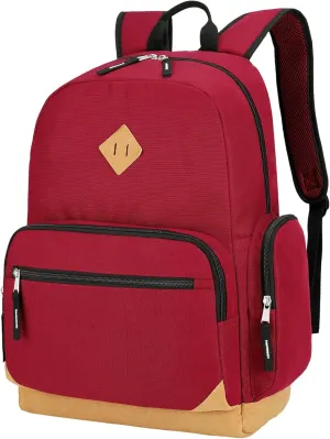 Searock 24L Casual Backpack for Unisex,Lightweight Classic Large Bookbag Simple Maroon Backpack for College Travel