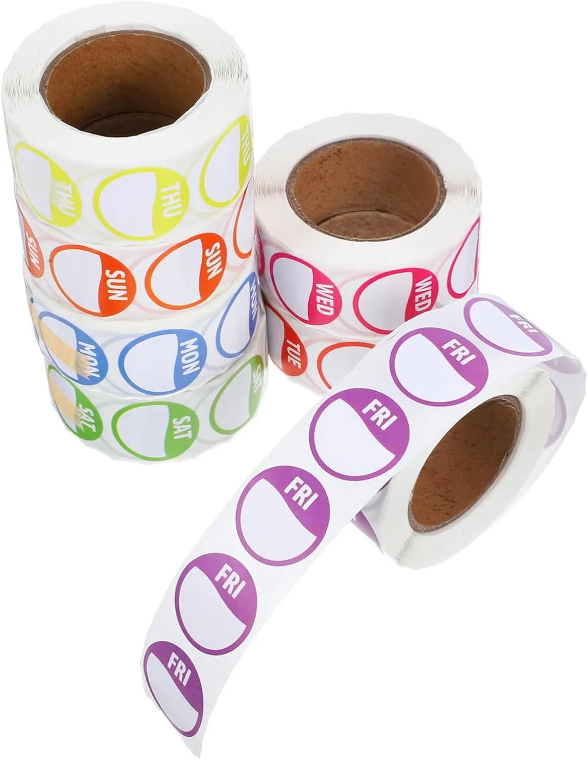 SEWACC Restaurant Kitchen Labels 7 Rolls of Weekday Adhesive Stickers English Day Names Monday to Sunday Easy to Apply