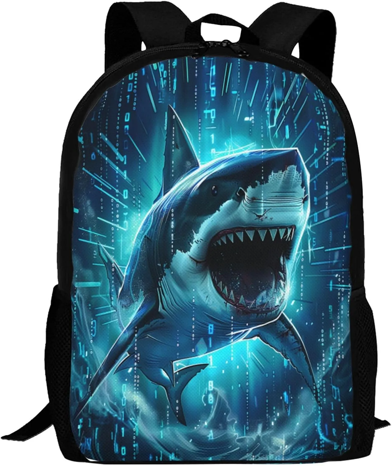 Shark Backpack, Simple and Aesthetic Bookbag for Women & Men, Lightweight Adjustable Black Backpack for Travel Outdoor Sports, Large Capacity Laptop Bag for Business Office