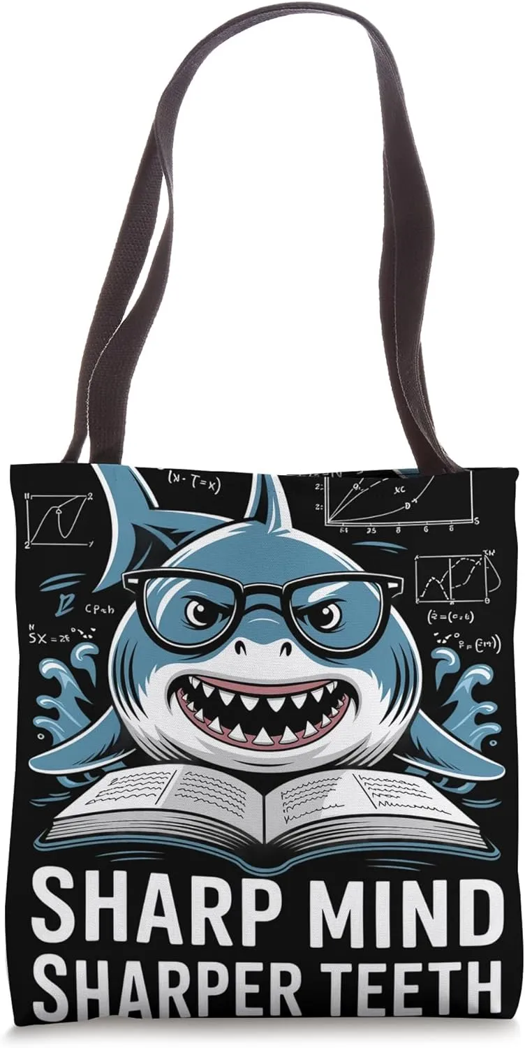 Sharp Mind Sharper Teeth Shark Diver Tote Bag