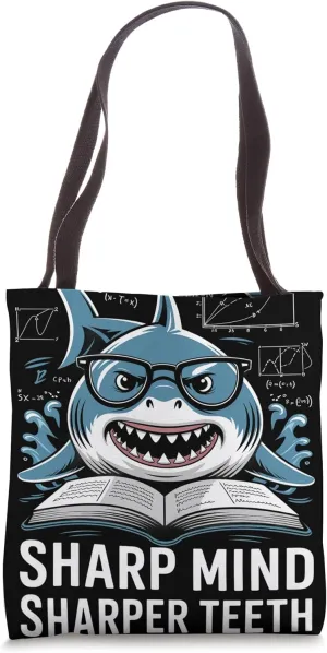 Sharp Mind Sharper Teeth Shark Diver Tote Bag