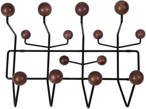 SHISEDECO Classic Hang it All Coat Rack, Mid Century Modern Wall Mounted Hooks with Painted Solid Wooden Balls, Decorative Creative Fashion Wood Hanger for Home, Bedroom (Dark Walnut)