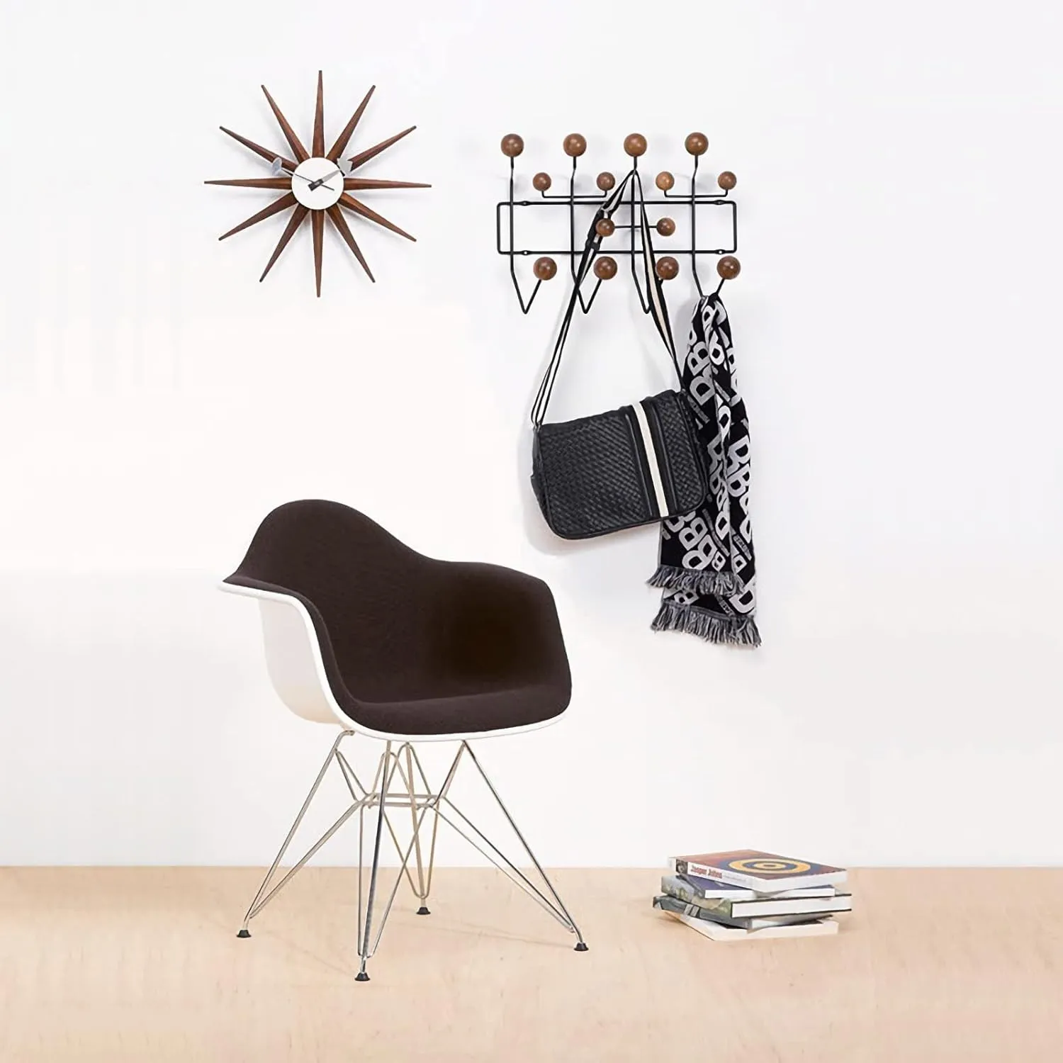 SHISEDECO Classic Hang it All Coat Rack, Mid Century Modern Wall Mounted Hooks with Painted Solid Wooden Balls, Decorative Creative Fashion Wood Hanger for Home, Bedroom (Dark Walnut)