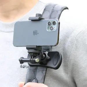 SHO Backpack Shoulder Strap Phone Mount, 360° Rotation Hand Free Phone Holder, Bag Belt Clip Holder for iPhone 12/13/14/15 Pro max and More Smartphones (BCM-01)
