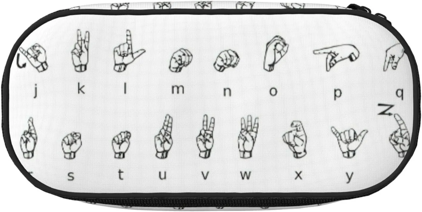 Sign Language Alphabet. Print Simple rectangle Pen bag Storage case for Office supplies,cosmetics,toiletries