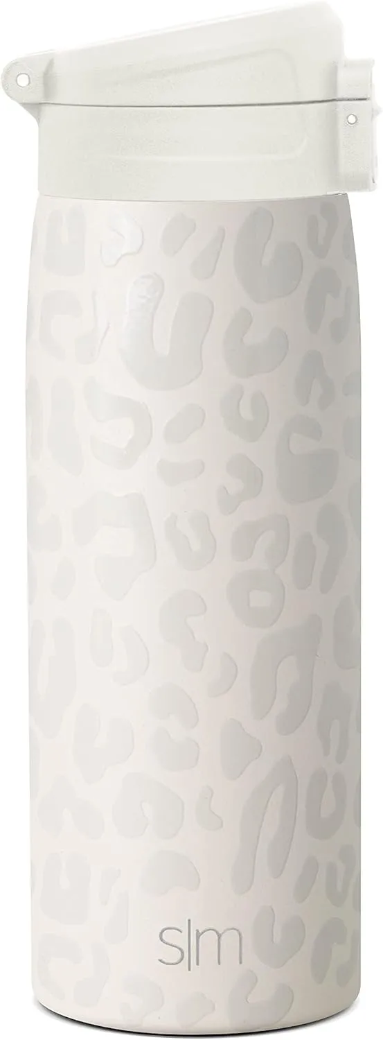 Simple Modern Insulated Thermos Travel Coffee Mug with Snap Flip Lid | Leakproof Reusable Stainless Steel Tumbler Cup | Gifts for Women Men Him Her | Kona Collection | 16oz | Cream Leopard