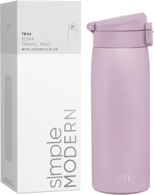 Simple Modern Insulated Thermos Travel Coffee Mug with Snap Flip Lid | Leakproof Reusable Stainless Steel Tumbler Cup | Gifts for Women Men Him Her | Kona Collection | 16oz | Lavender Mist