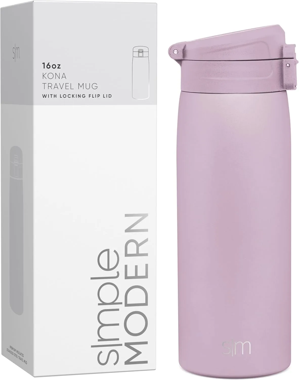 Simple Modern Insulated Thermos Travel Coffee Mug with Snap Flip Lid | Leakproof Reusable Stainless Steel Tumbler Cup | Gifts for Women Men Him Her | Kona Collection | 16oz | Lavender Mist