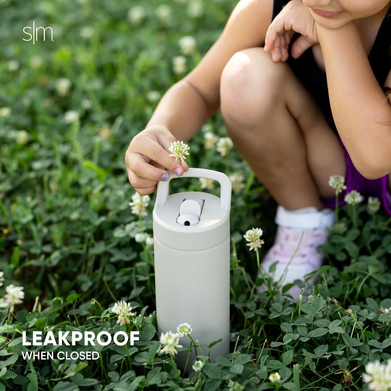 Simple Modern Kids Water Bottle with Straw lid | Insulated Stainless Steel Thermos | Reusable Water Bottles for Girls, School & Sports | Leak Proof & BPA Free | Mesa Collection | 16oz, Lavender Mist