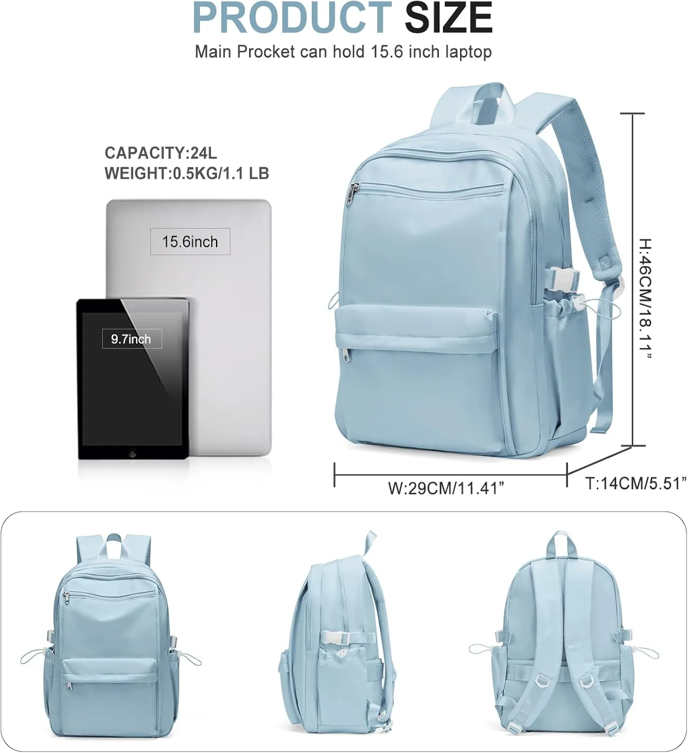 Simple School Backpack For Women,Lightweight College Backpack,High School Bag For Teens Boys Girls,Casual daypack Small Travel Backpacks Men Bookbag(Blue)
