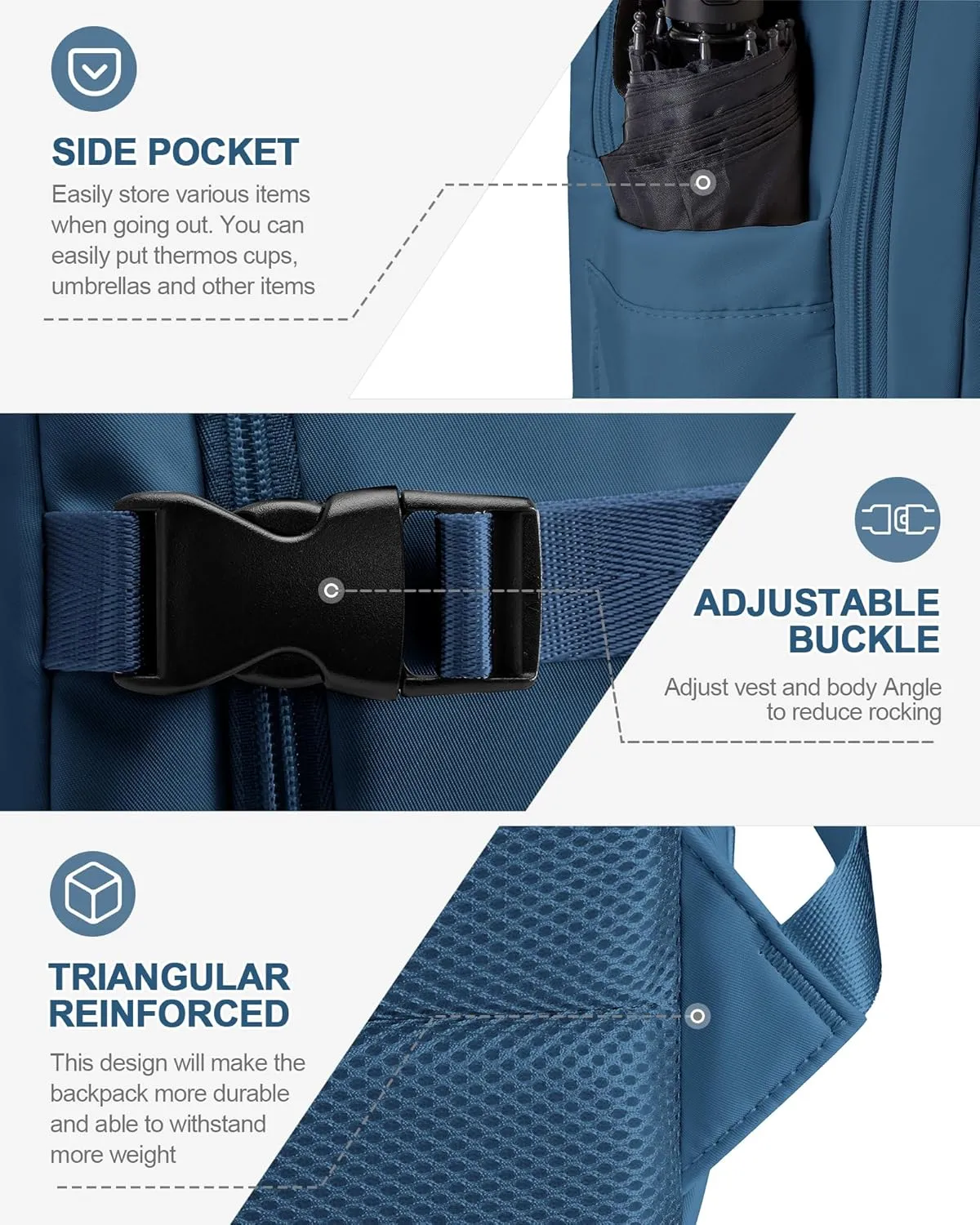 Simple Travel Backpack For Women Men,Carry on Backpack for Traveling on Airplane,Mochila de Viaje,Frontier Airlines Personal Item Travel Bag,Waterproof Luggage Backpack with USB Charging Port(Blue)