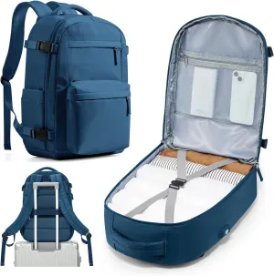 Simple Travel Backpack For Women Men,Carry on Backpack for Traveling on Airplane,Mochila de Viaje,Frontier Airlines Personal Item Travel Bag,Waterproof Luggage Backpack with USB Charging Port(Blue)