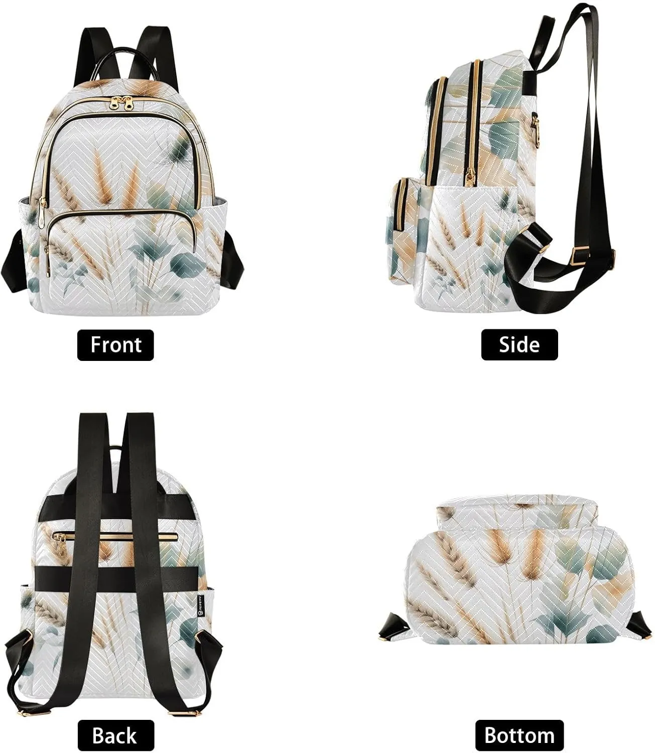 Simple Wheat Mini Backpack for Women Quilted Small Backpack Purse Causal Daypack for Travel, M