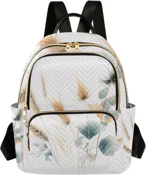 Simple Wheat Mini Backpack for Women Quilted Small Backpack Purse Causal Daypack for Travel, M