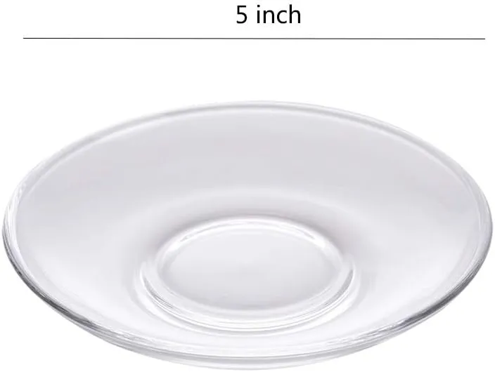 Sizikato 6pcs Clear Glass Snack Plate, Restaurant Dessert Plate, Tea Table Decoration Tea Bag Holder. 5 Inch