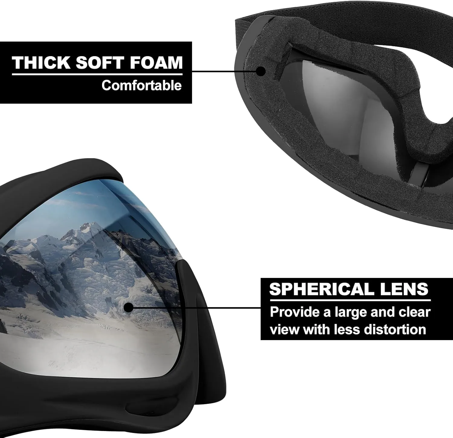 Ski Goggles, Motorcycle Goggles, 3 Pack Snowboard Snow Goggles for Men Women Adult Youth