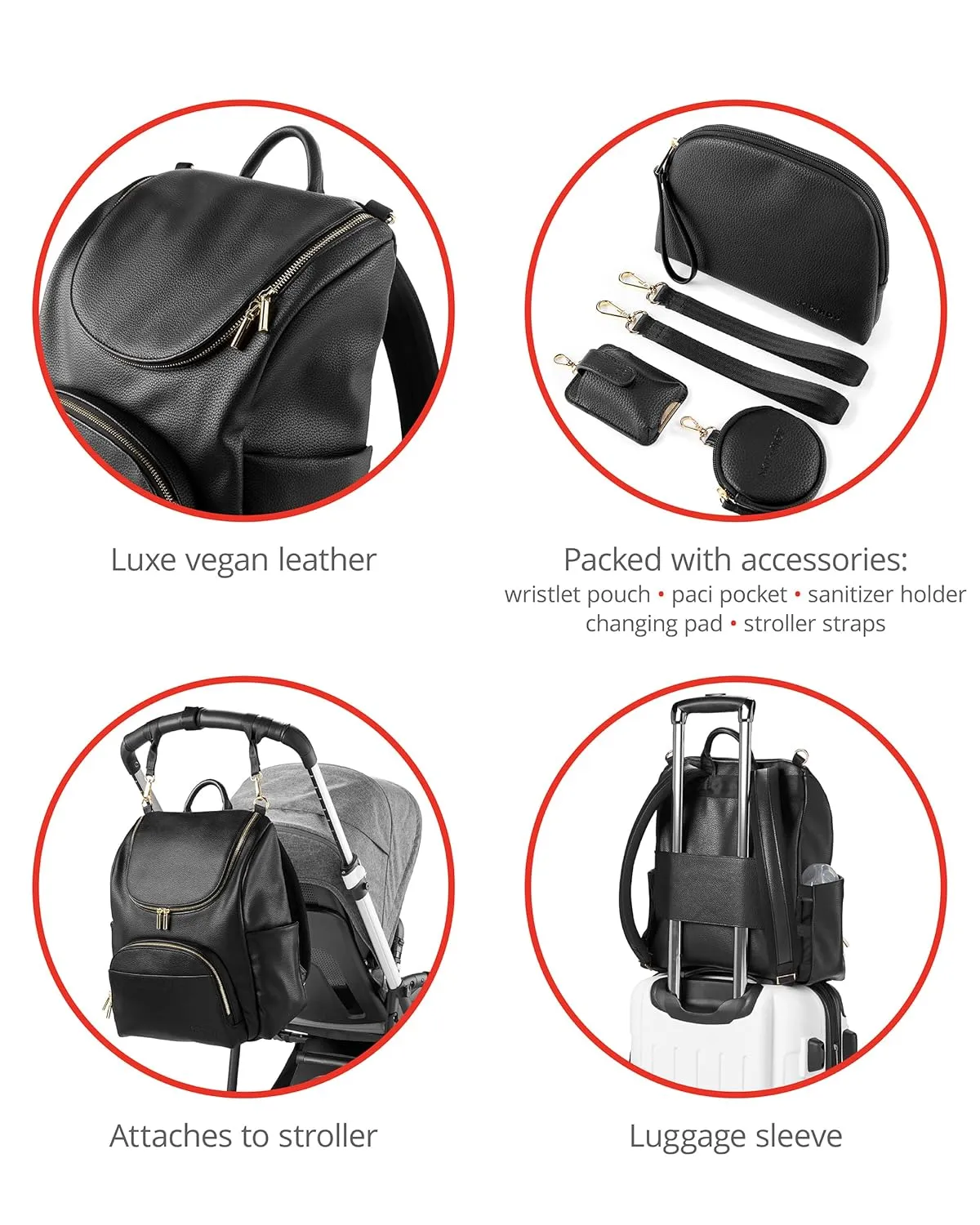 Skip Hop Diaper Bag Backpack: Evermore, Multi-Function Baby Travel Bag 6 in 1, Black
