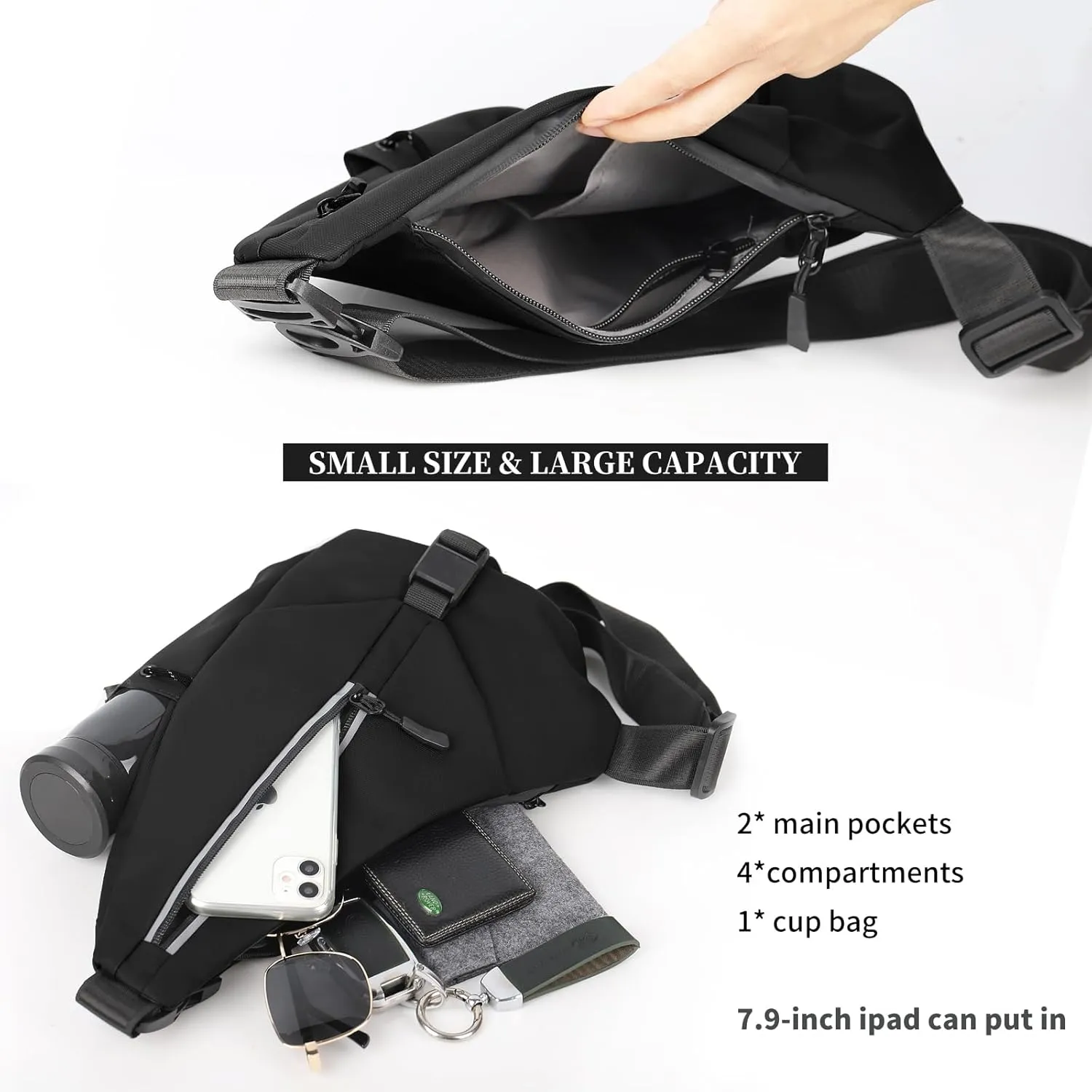 Sling Bag Chest Shoulder Backpack for Men Women Crossbody Bags Casual Daypack for Travel Running Hiking Bicycle